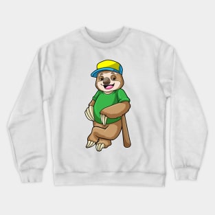 Sloth at Baseball with Baseball bat Crewneck Sweatshirt